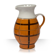 Ceramic beer pitcher, orange and white, 5 beers
