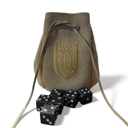 Ručně šitý kožený měšec s kovanými kostkami