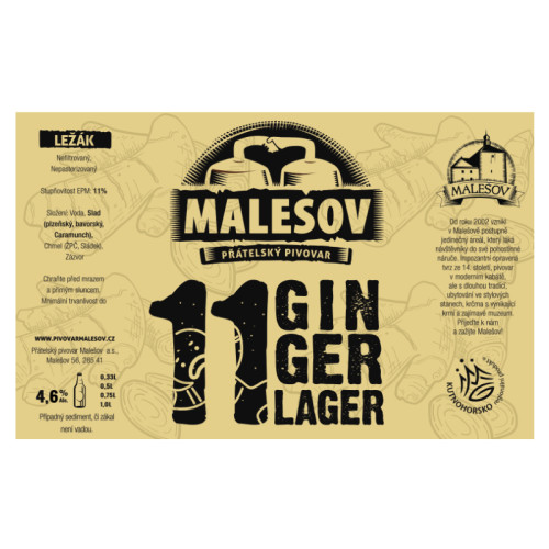 Ginger ležák 11° (1l PET)
